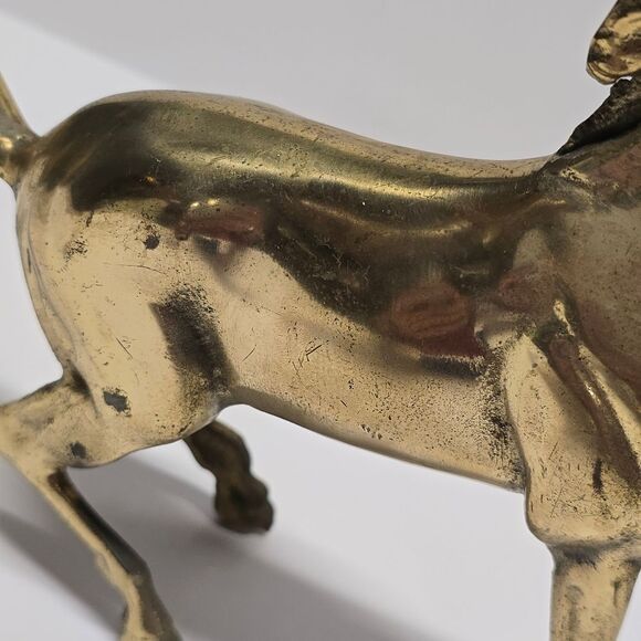 Brass Horse Figurine Galloping 11 1/2" Vintage Equestrian - Picture 5 of 8